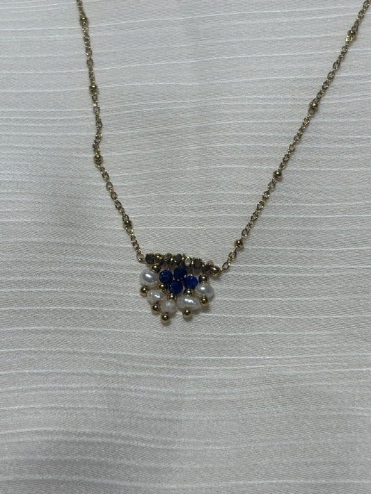 Collier Perles Bleues