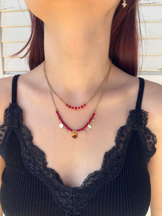 Collier Double Rang Pourpre