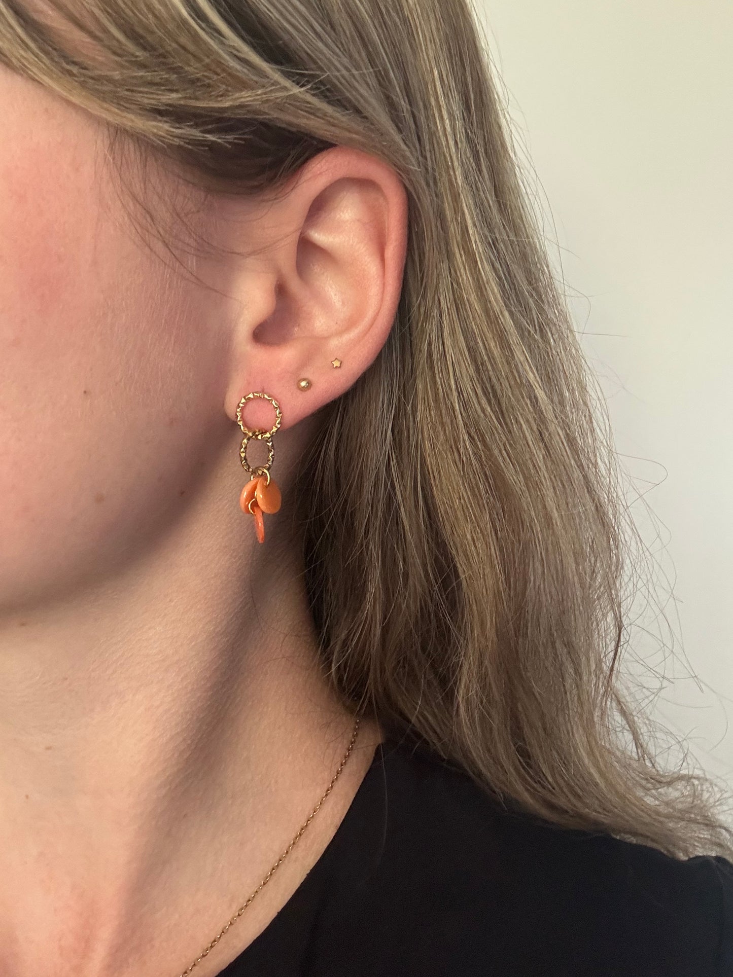 Boucles d'Oreilles Sequins Orange