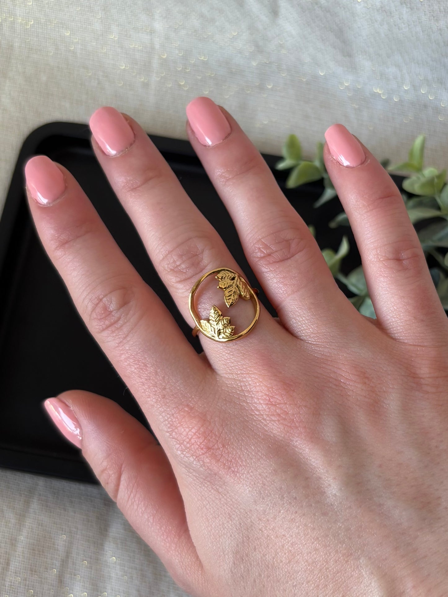 Bague Feuilles dorées
