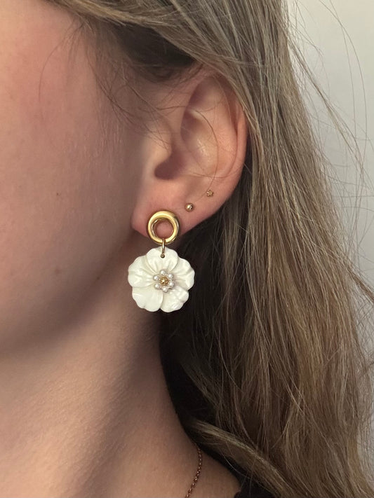 Boucles d’Oreilles Fleurs Nacrées