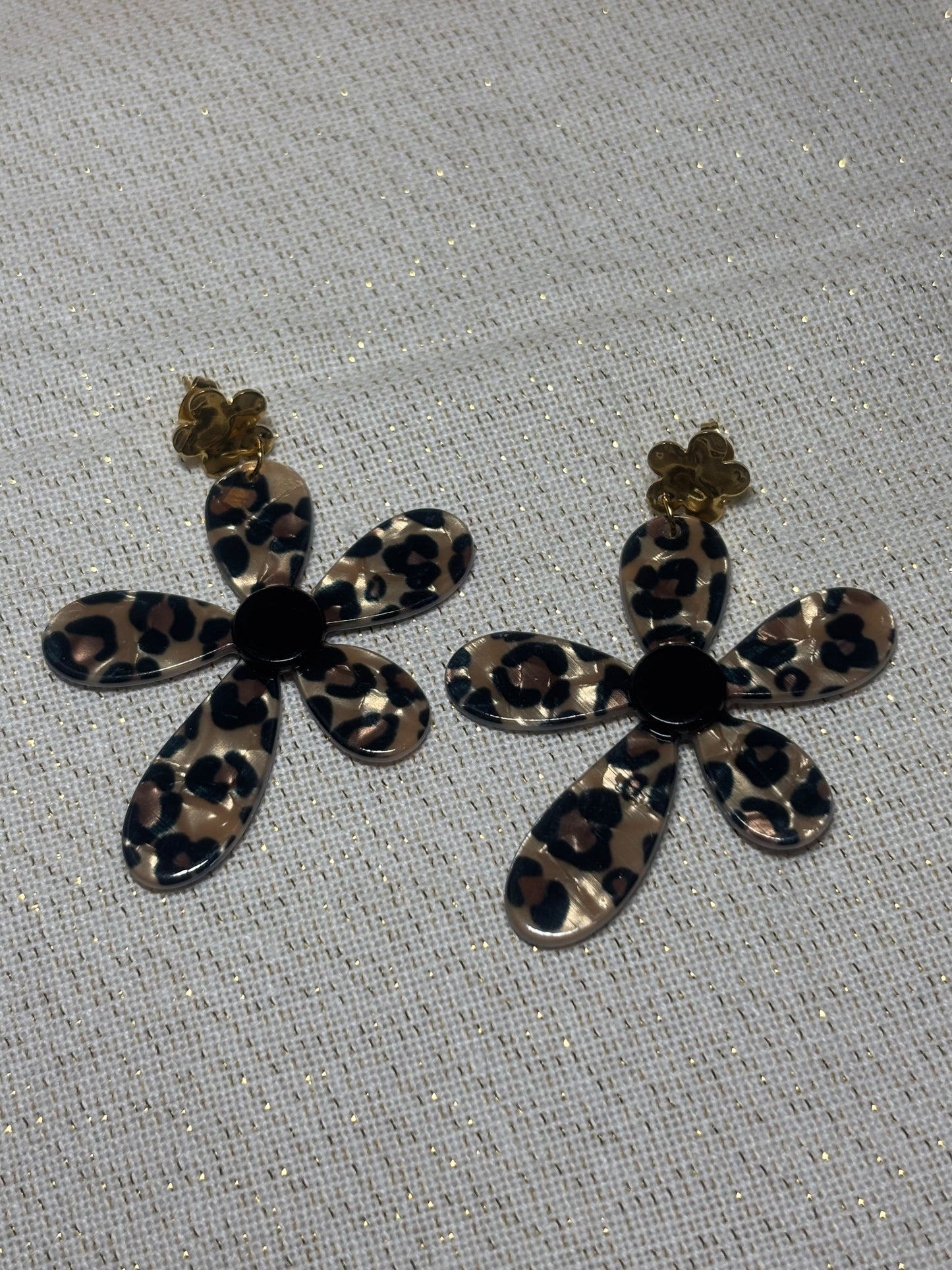 Boucles d'Oreilles Fleurs Léopard