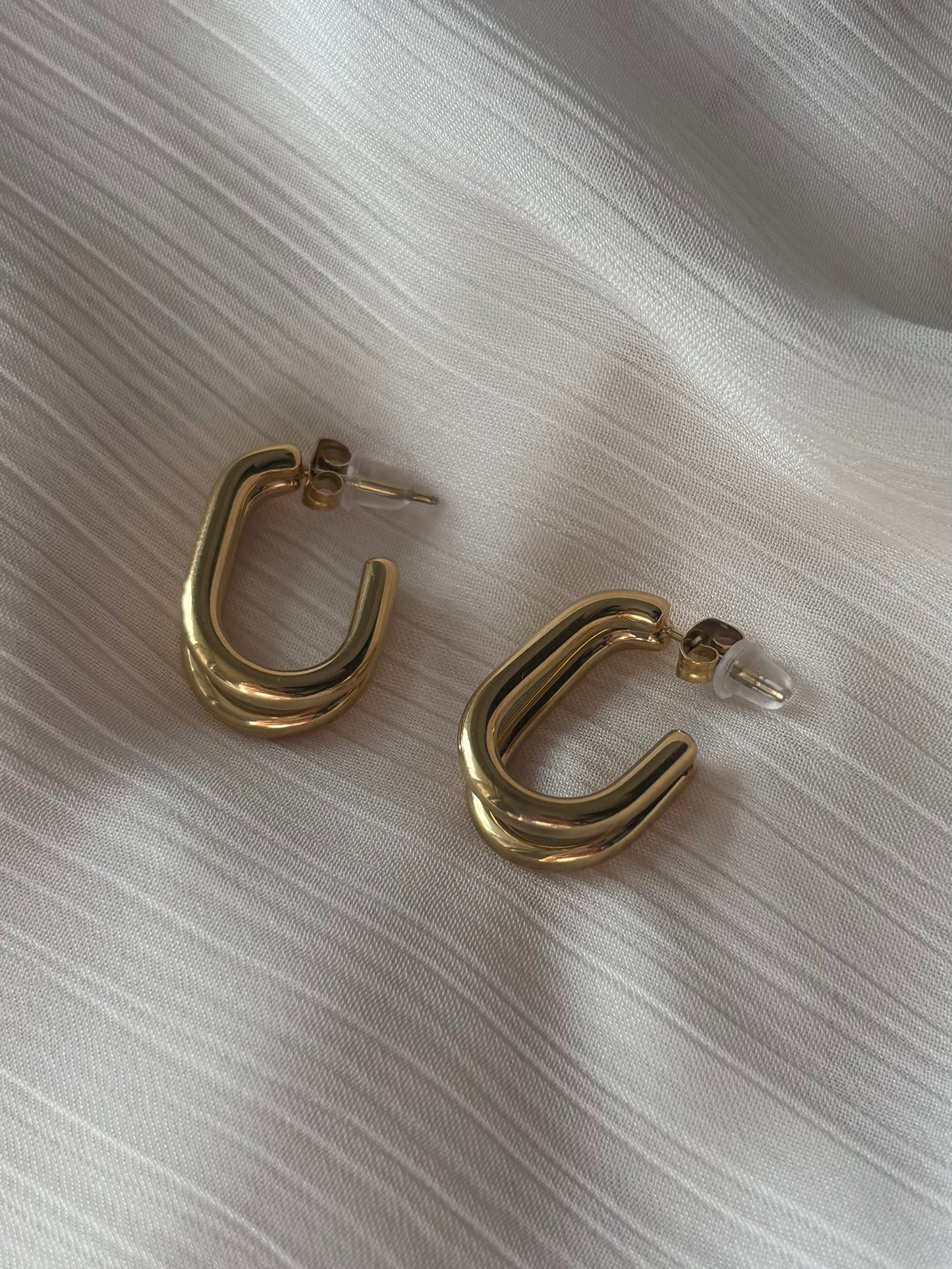 Boucles d’Oreilles Double Créoles Géométriques