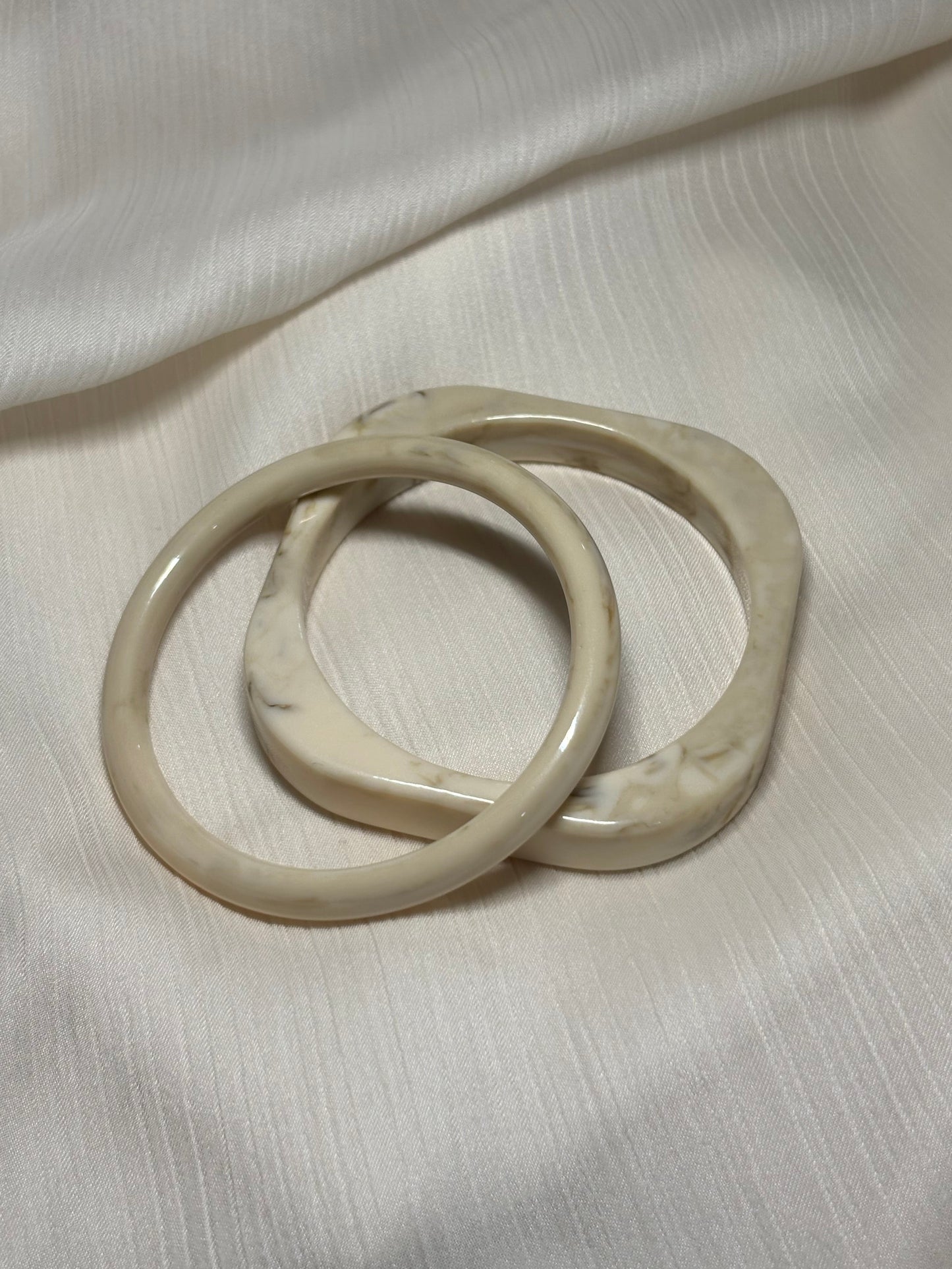 Duo Joncs en Résine beige & marbrée