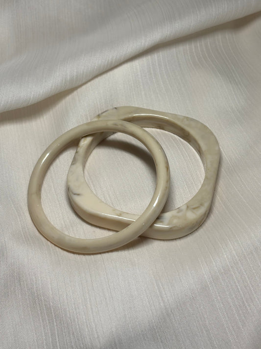 Duo Joncs en Résine beige & marbrée