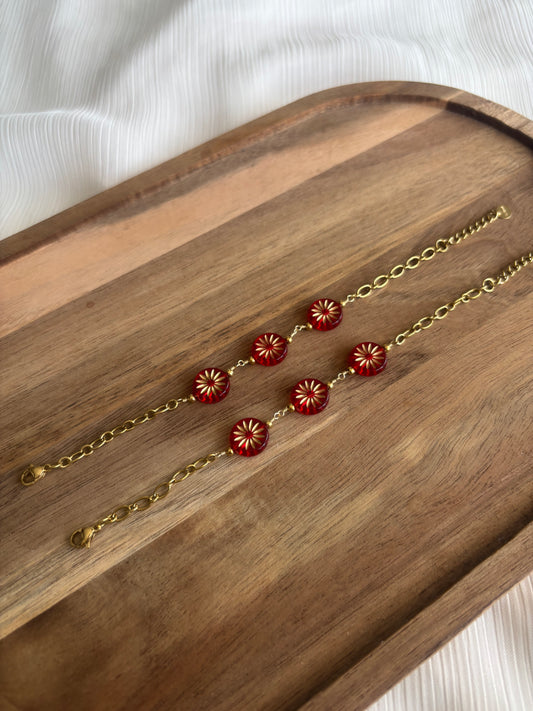 Bracelet Marguerite Rouge