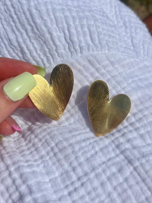 Boucles d’Oreilles Cœurs Brossés