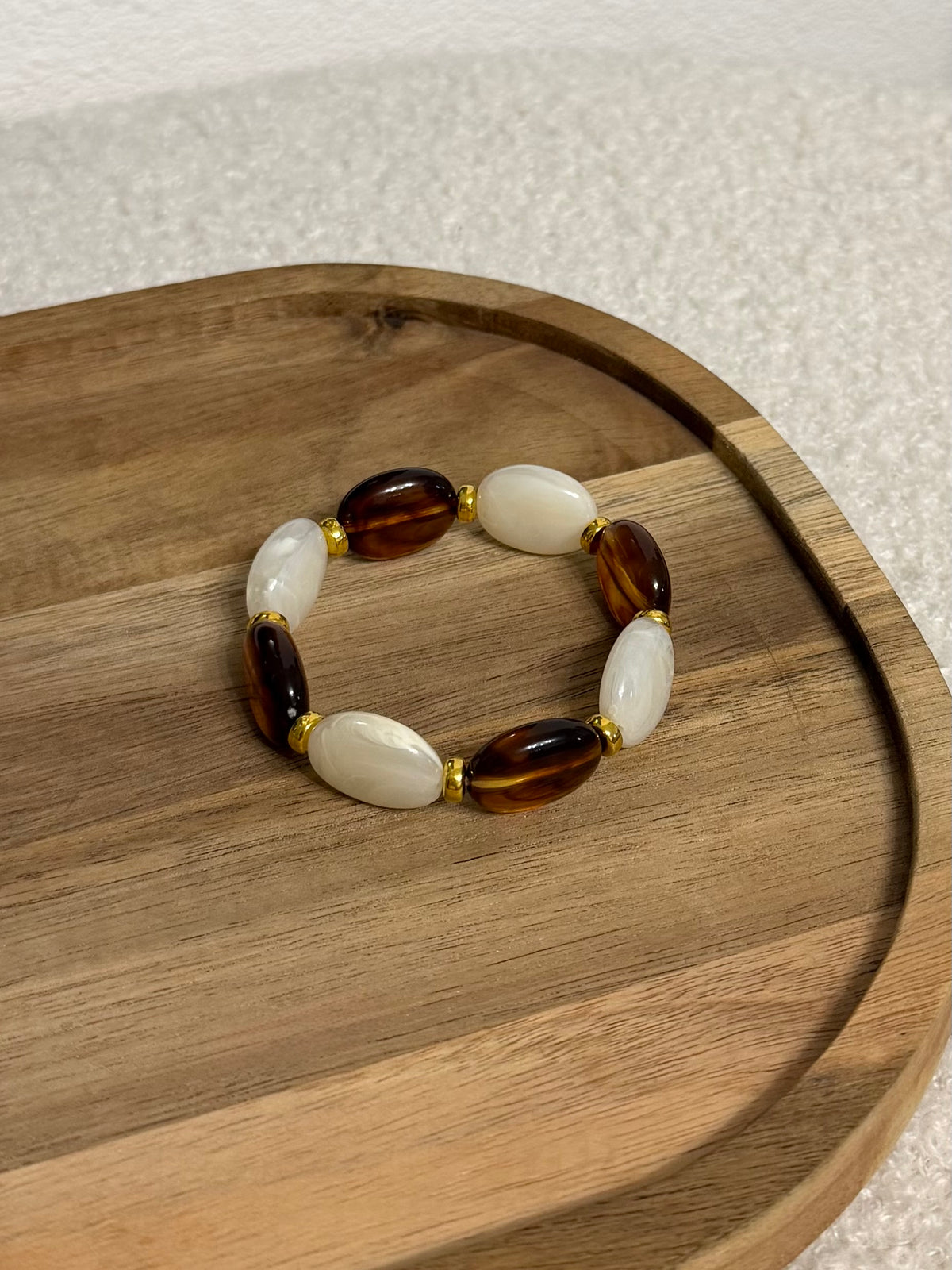 Bracelet à grosses perles - Ecaille & Nacré