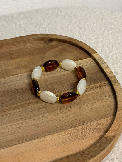 Bracelet à grosses perles - Ecaille & Nacré
