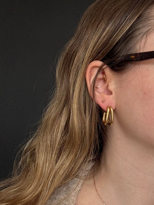 Boucles d’Oreilles Double Créoles Géométriques