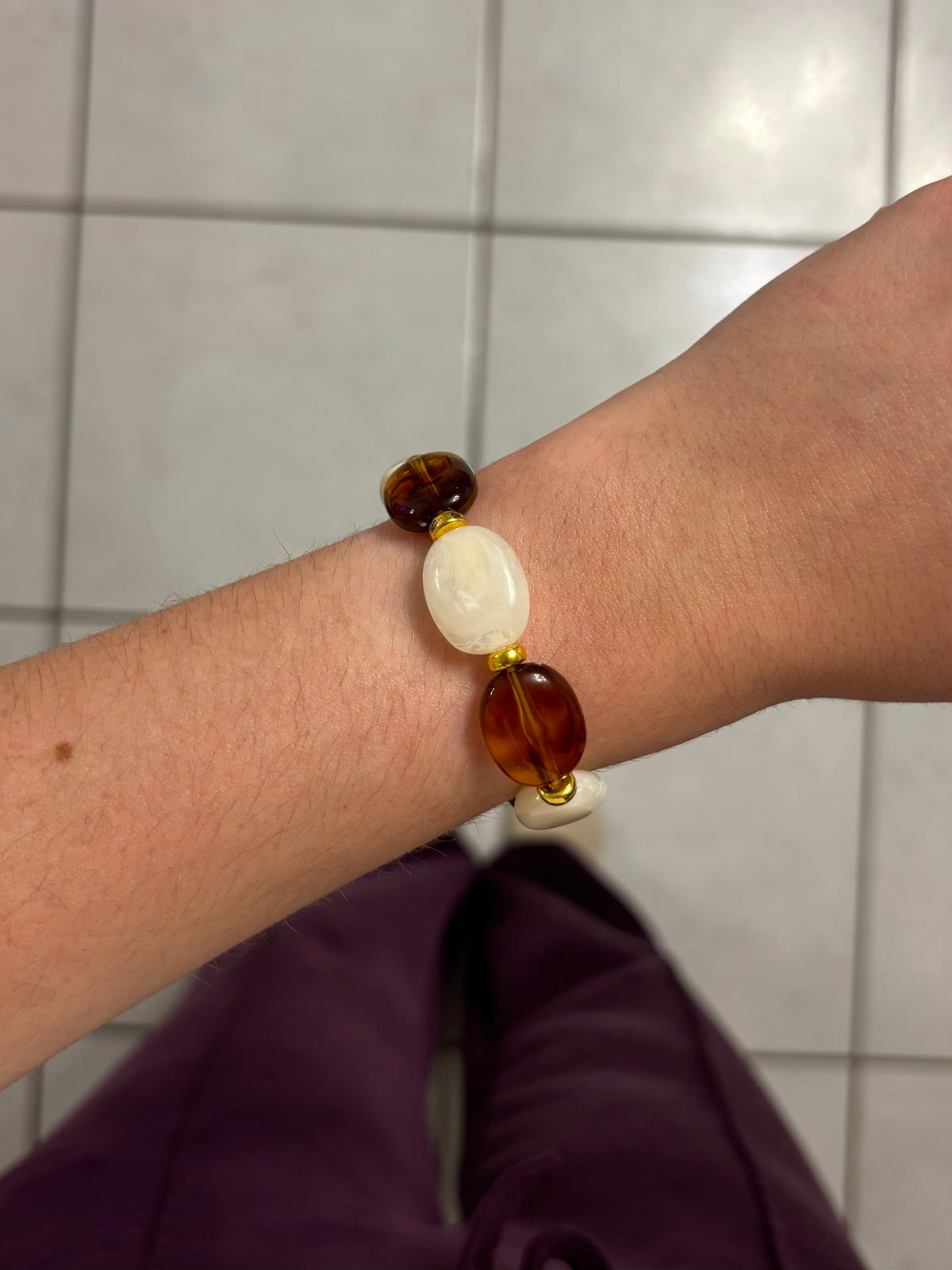 Bracelet à grosses perles - Ecaille & Nacré