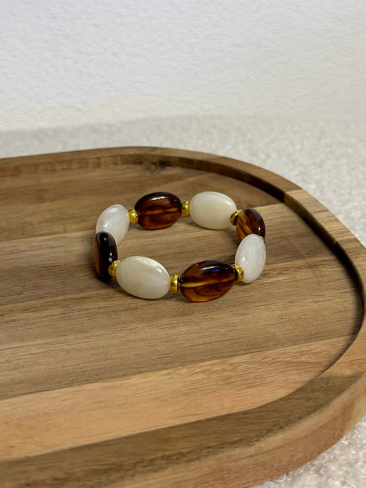 Bracelet à grosses perles - Ecaille & Nacré