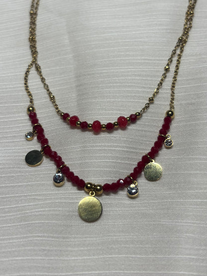 Collier Double Rang Pourpre