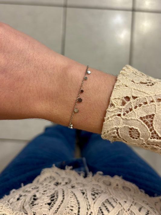 Bracelet argenté à Pampilles rondes