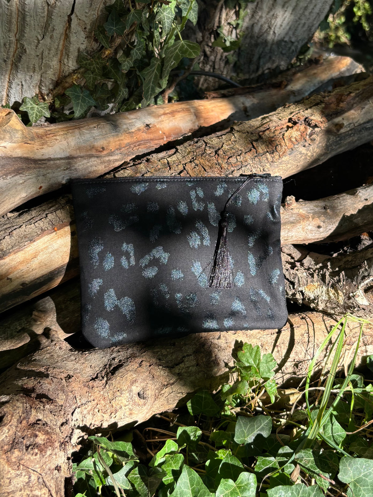 Pochette léopard noire à motifs