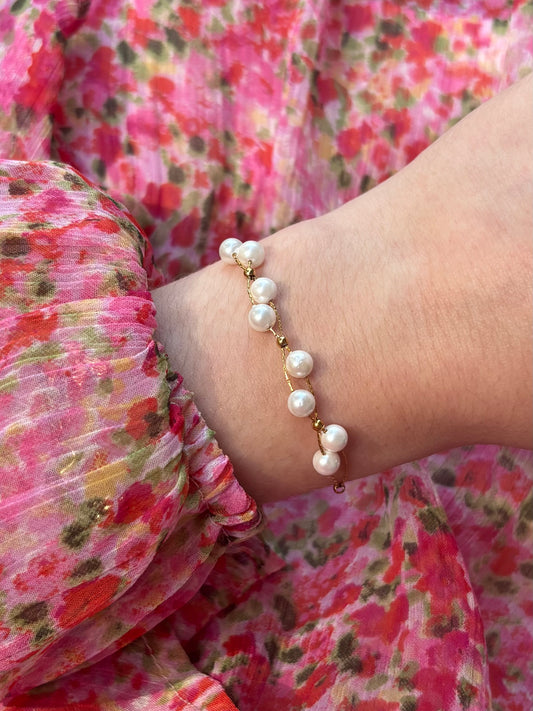 Bracelet Perles Blanches