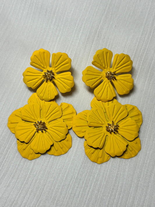 Boucles d'Oreilles Duo Floral jaune