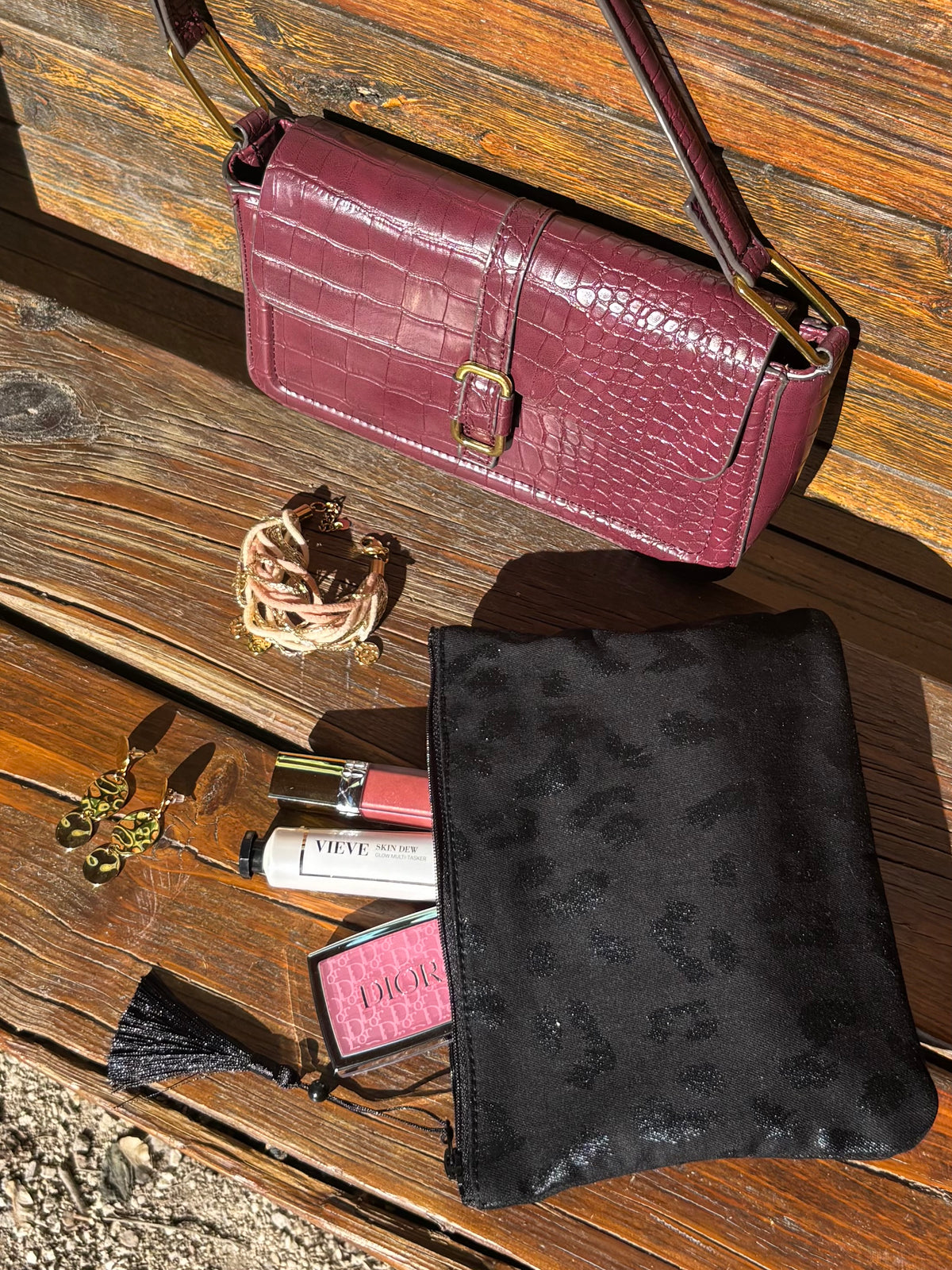 Pochette léopard noire à motifs
