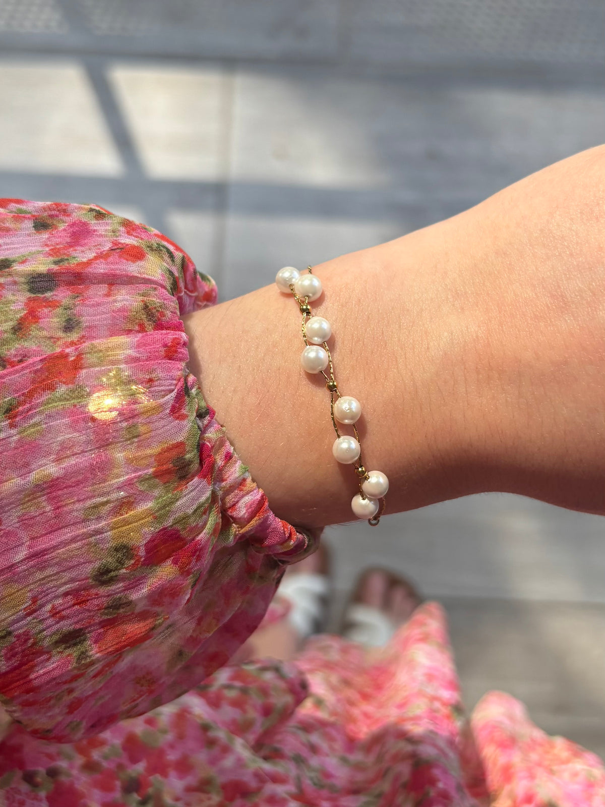 Bracelet Perles Blanches