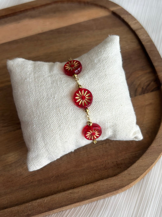 Bracelet Marguerite Rouge