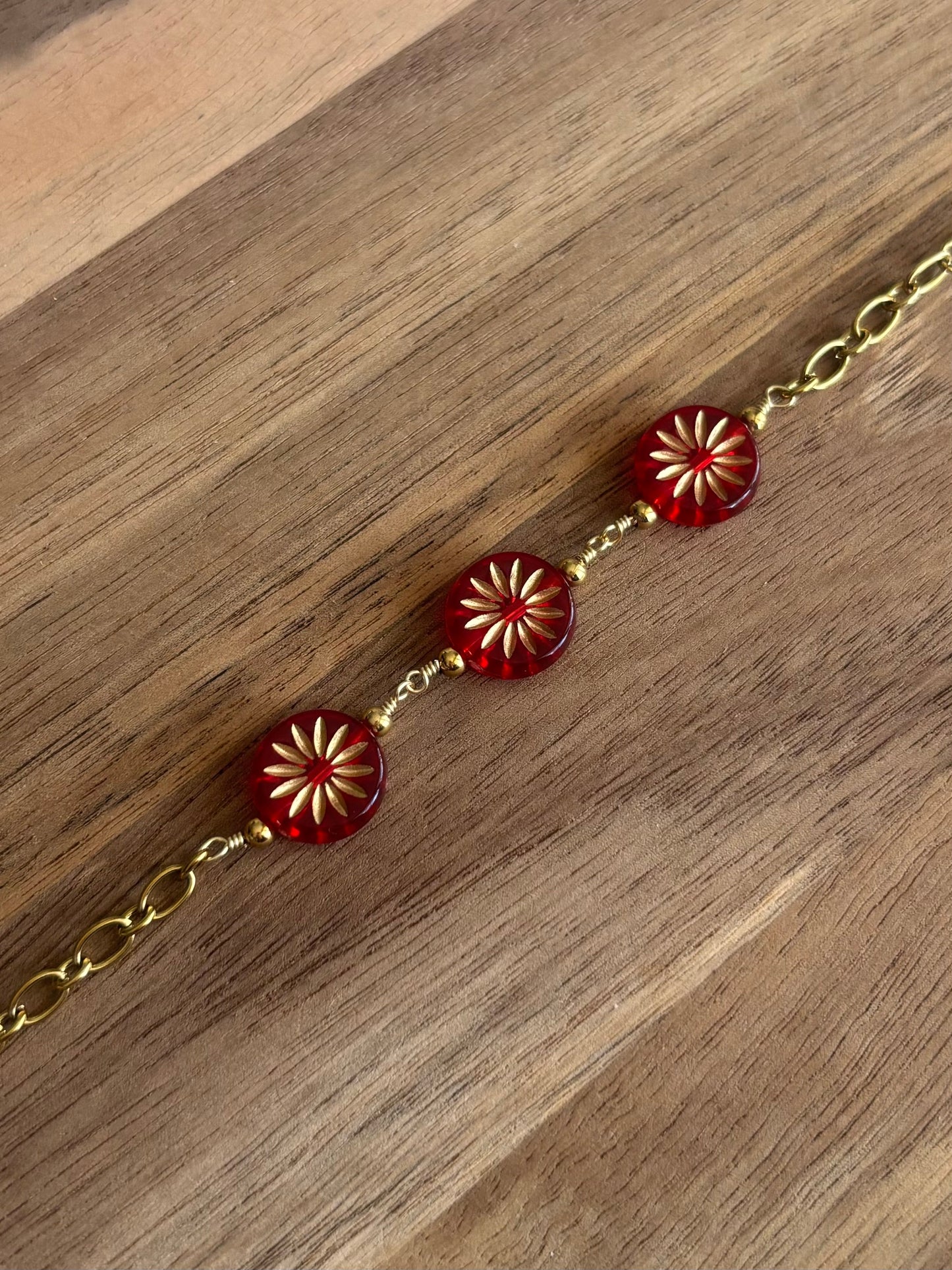 Bracelet Marguerite Rouge