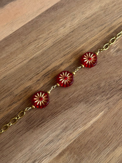 Bracelet Marguerite Rouge