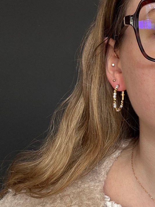 Boucles d’Oreilles Créoles Perles
