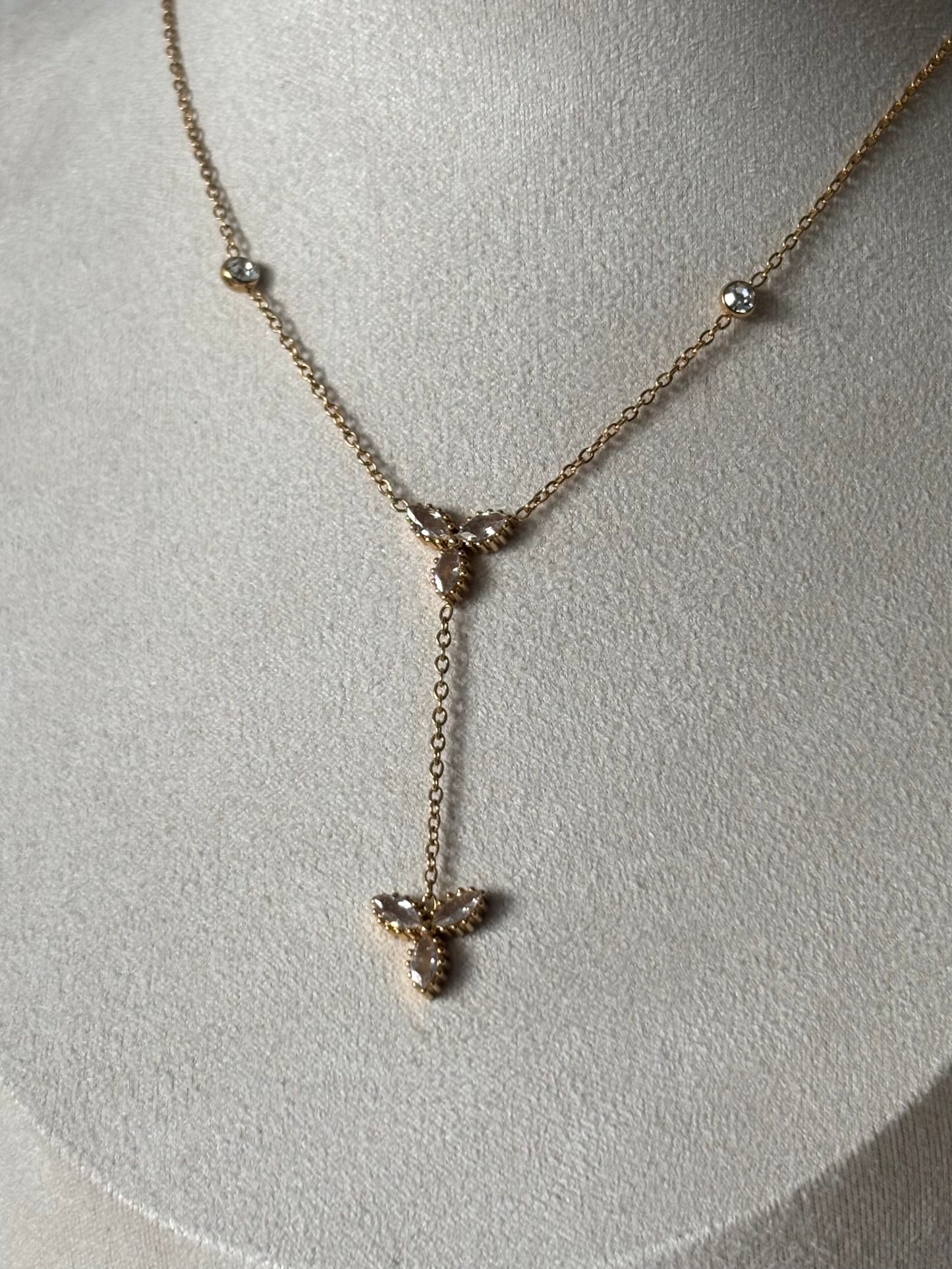 Collier Cristaux Dorés