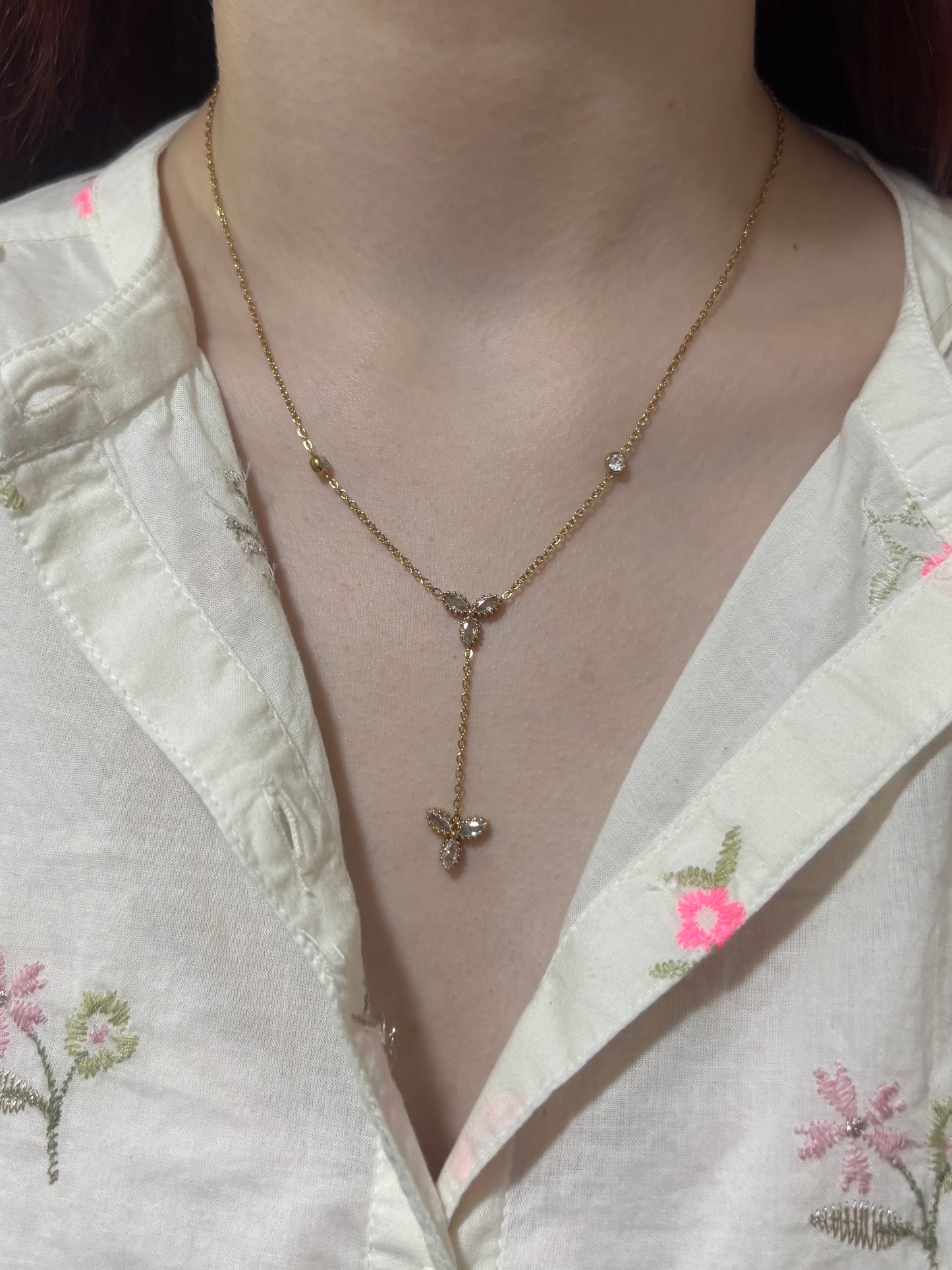Collier Cristaux Dorés