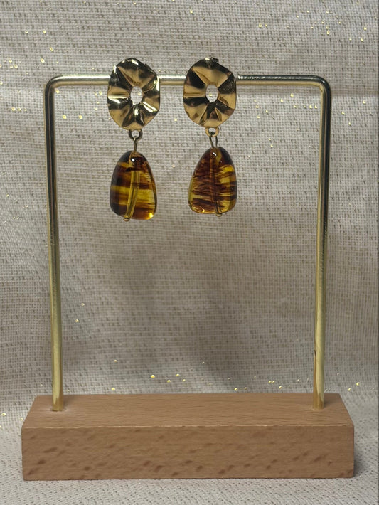 Boucles d'Oreilles Ambre Doré