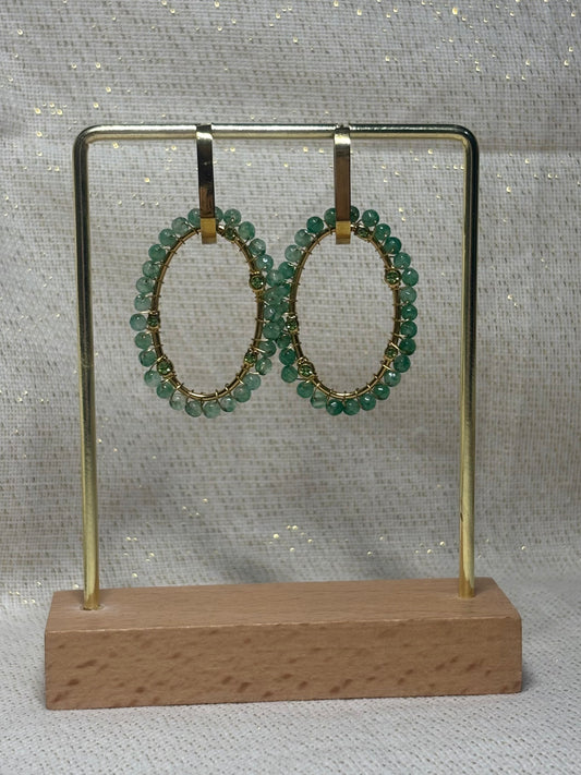 Boucles d'Oreilles Perles Vertes