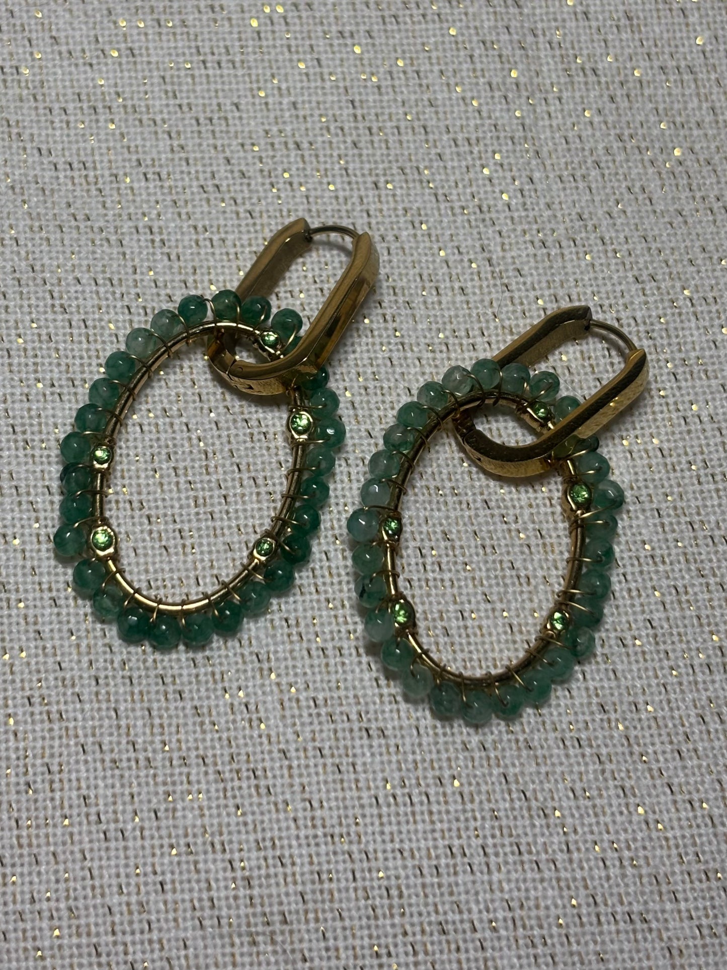 Boucles d'Oreilles Perles Vertes