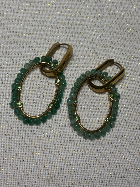 Boucles d'Oreilles Perles Vertes