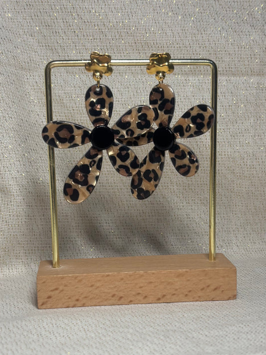 Boucles d'Oreilles Fleurs Léopard