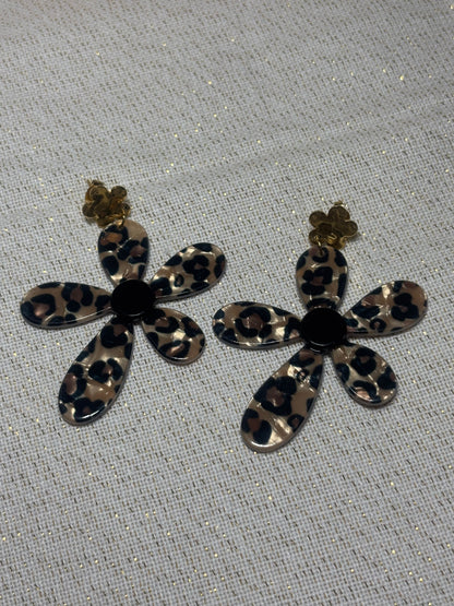 Boucles d'Oreilles Fleurs Léopard