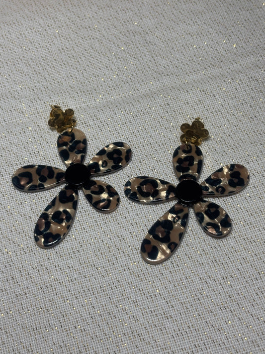Boucles d'Oreilles Fleurs Léopard