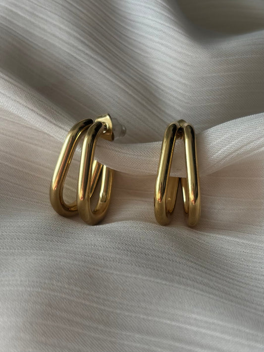 Boucles d’Oreilles Double Créoles Géométriques