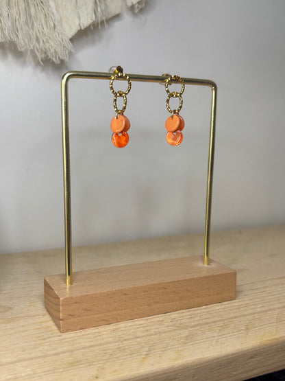 Boucles d'Oreilles Sequins Orange