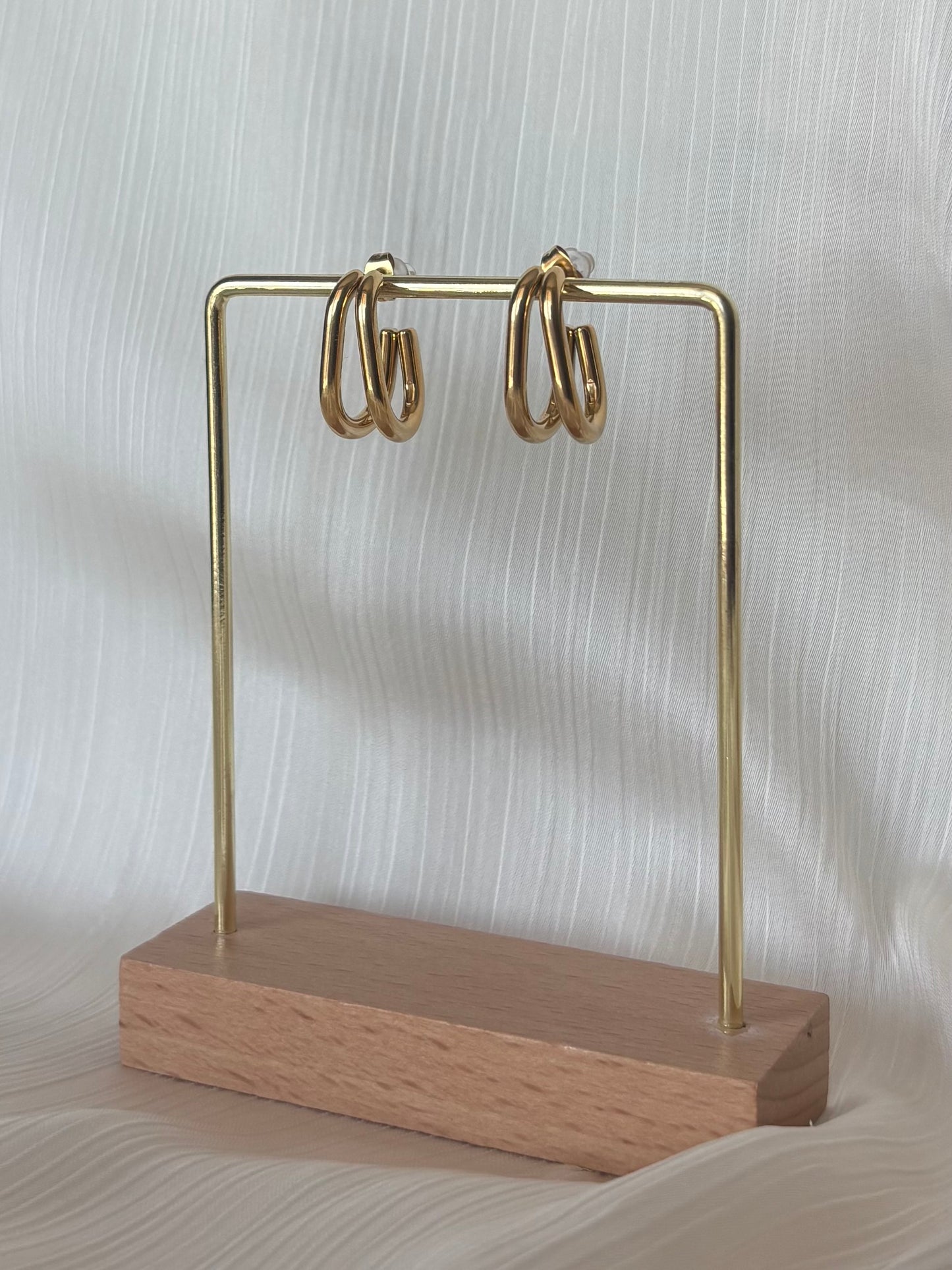 Boucles d’Oreilles Double Créoles Géométriques