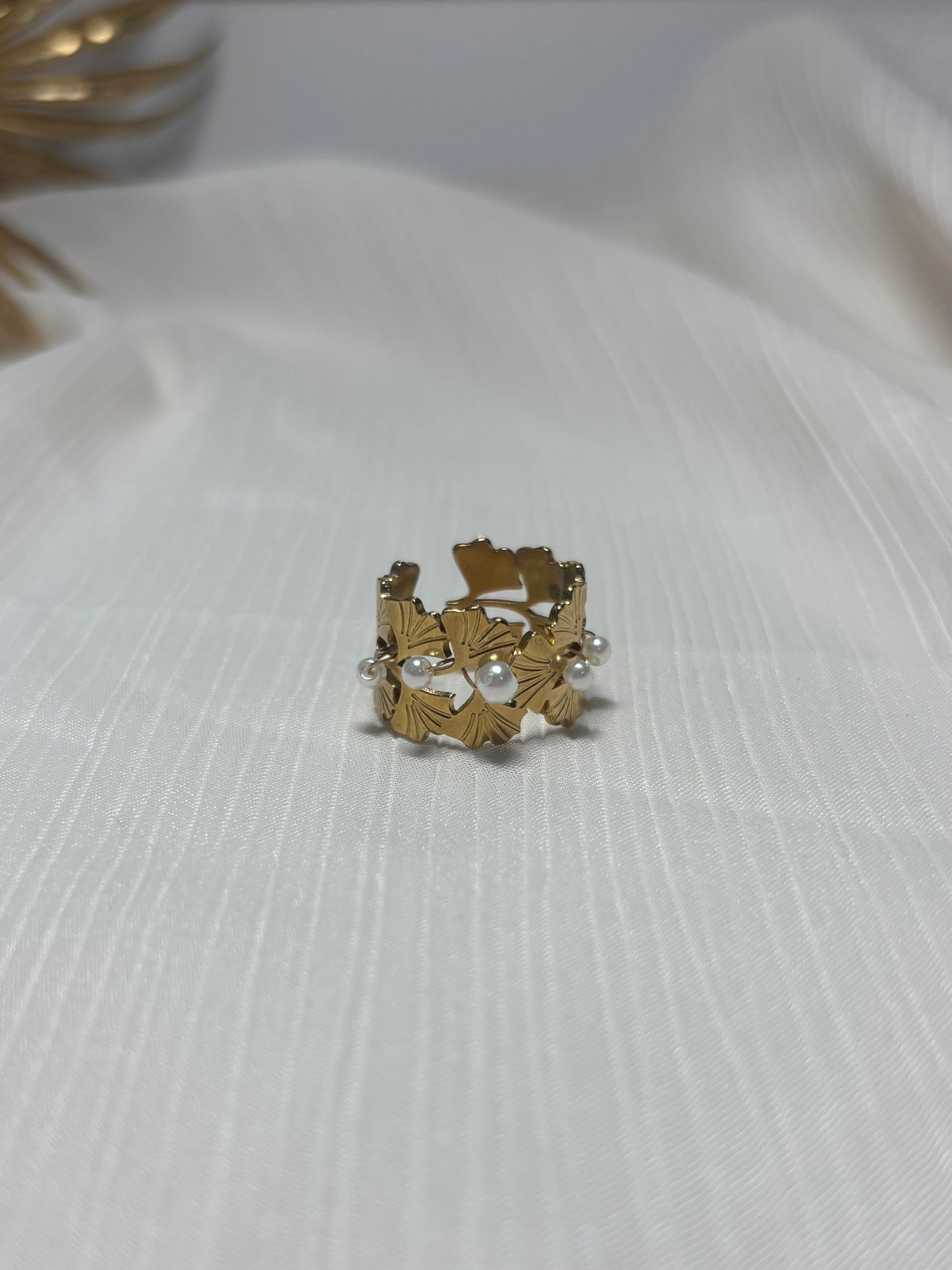 Bague Feuille Perlée