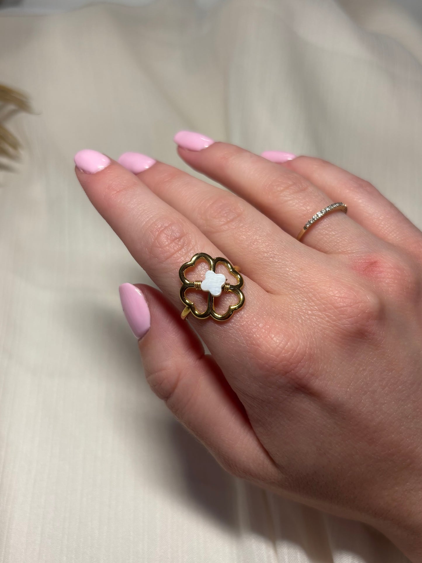 Bague Trèfle Nacré