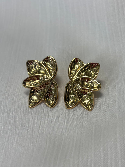 Boucles d'Oreilles Petites Feuilles d'Or