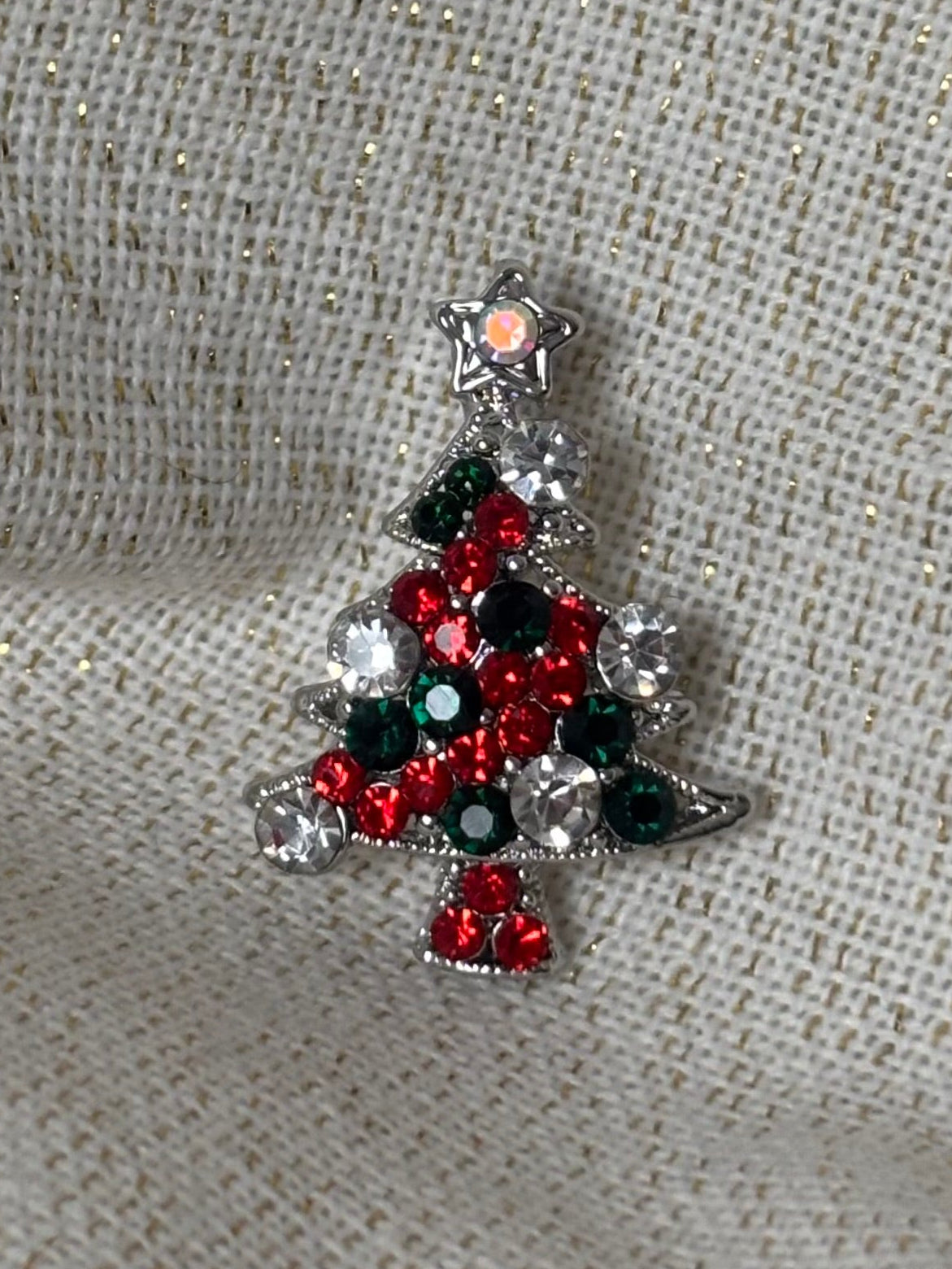 Broche Petit Sapin Argenté de Noël