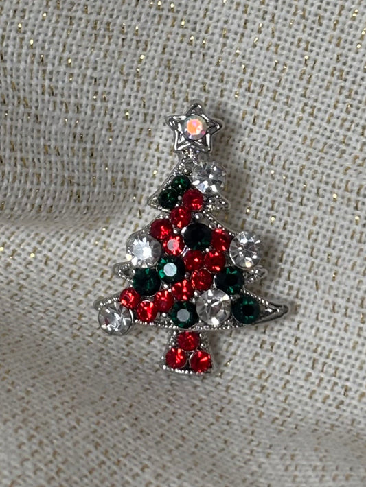 Broche Petit Sapin Argenté de Noël