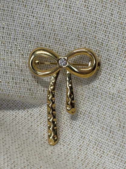 Broche Nœud Doré