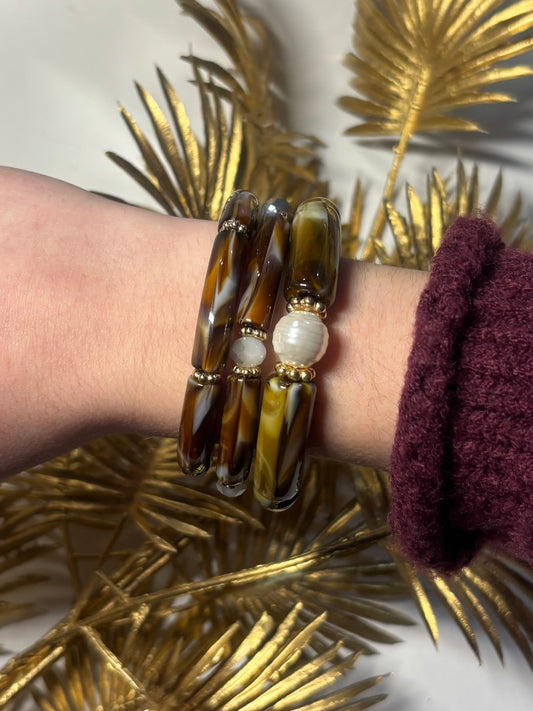 Trio de Bracelet Résine Ambre Sauvage