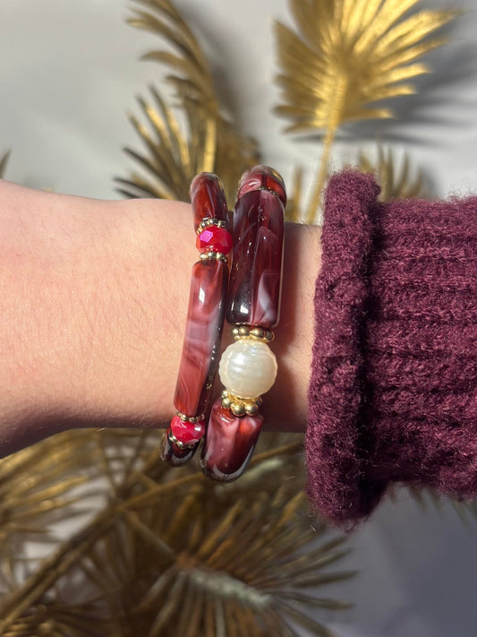 Duo de Bracelets Bordeaux Velours