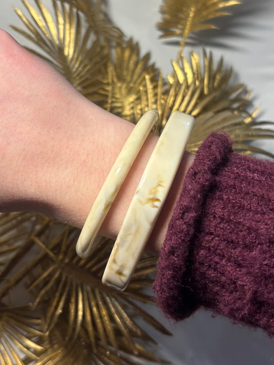 Duo Joncs en Résine beige & marbrée