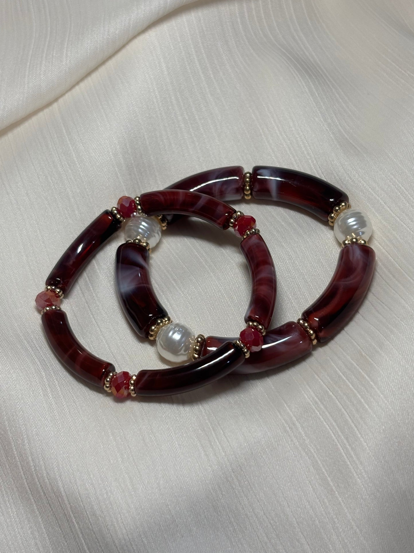 Duo de Bracelets Bordeaux Velours