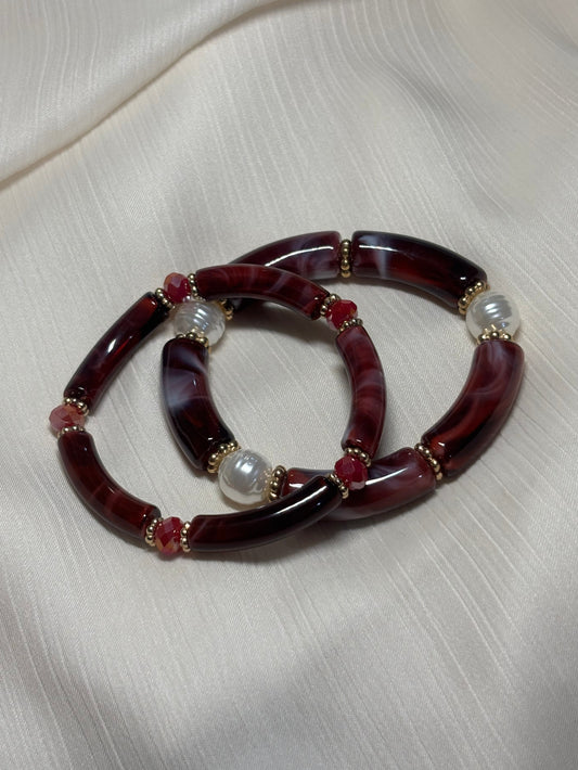 Duo de Bracelets Bordeaux Velours